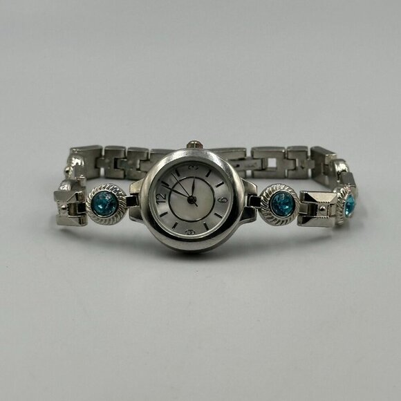 3 for $30 Rhinestone Band Watch Women Silver Blue Mother of Pearl Dial Works - Picture 8 of 16